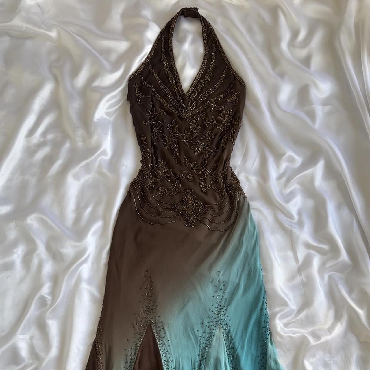Women's Brown and Blue Dress