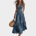 Boho Denim Maxi Dress