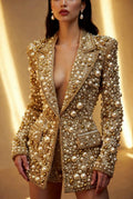 Luxury Heavy Pearl Beaded Blazer Jacket for Women | Glam Fashion