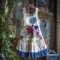 Women's Folk Floral Embroidery Linen Sleeveless Dress