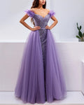 Women's Purple Mesh Sequin Dress