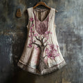 Women's Cherry Blossom Embroidery Lace Art Linen Tank