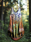 Boho Lavender Gradient Lace Art Linen Sleeveless Tank Top