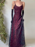 Burgundy Ombre Strappy Maxi Dress
