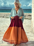 Summer vacation fashion elegant contrast color dress 6d5b