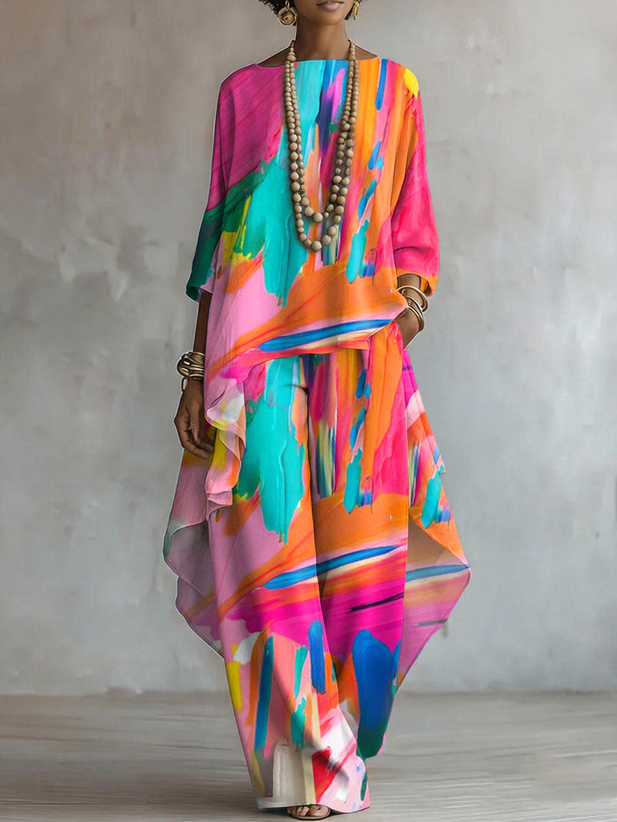Elegant Artistic  Print Two-piece Set