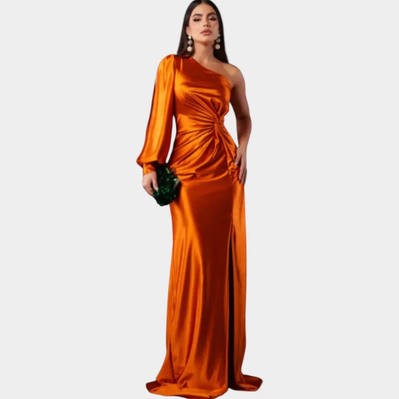 One-Shoulder Satin Evening Gown