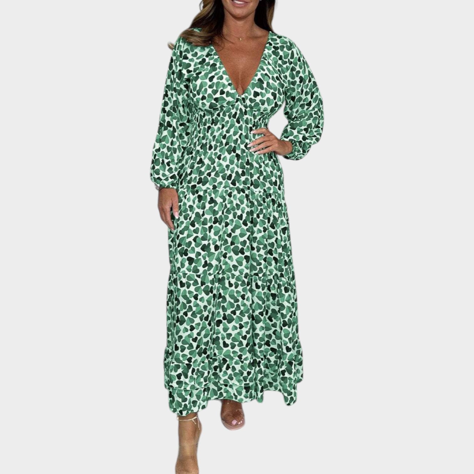 Long Sleeve Printed Maxi Dress