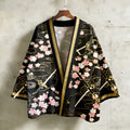 Japanese Katana & Cherry Blossom Linen Kimono