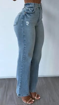 Vintage Distressed High Waist Bootcut Denim Jeans