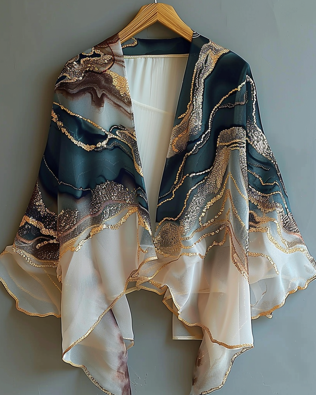 Summer vacation retro fun print chiffon cardigan 50c9