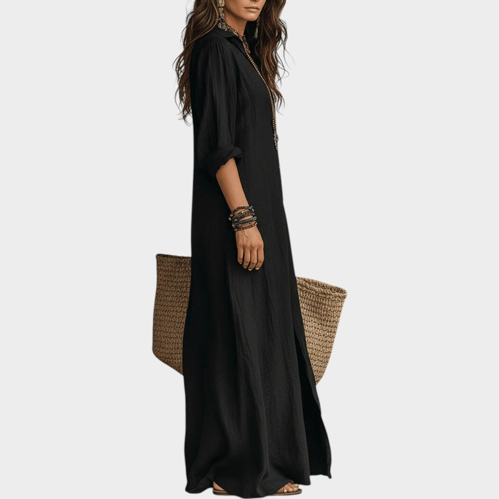 Flowy Button-Front Maxi Dress