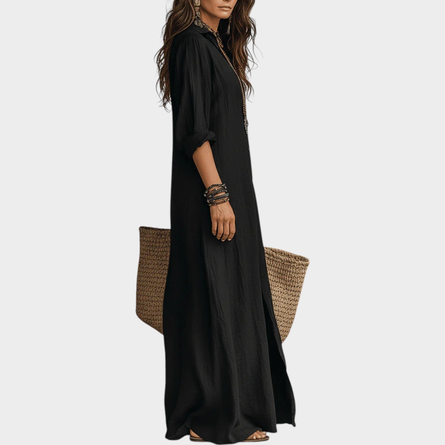 Flowy Button-Front Maxi Dress