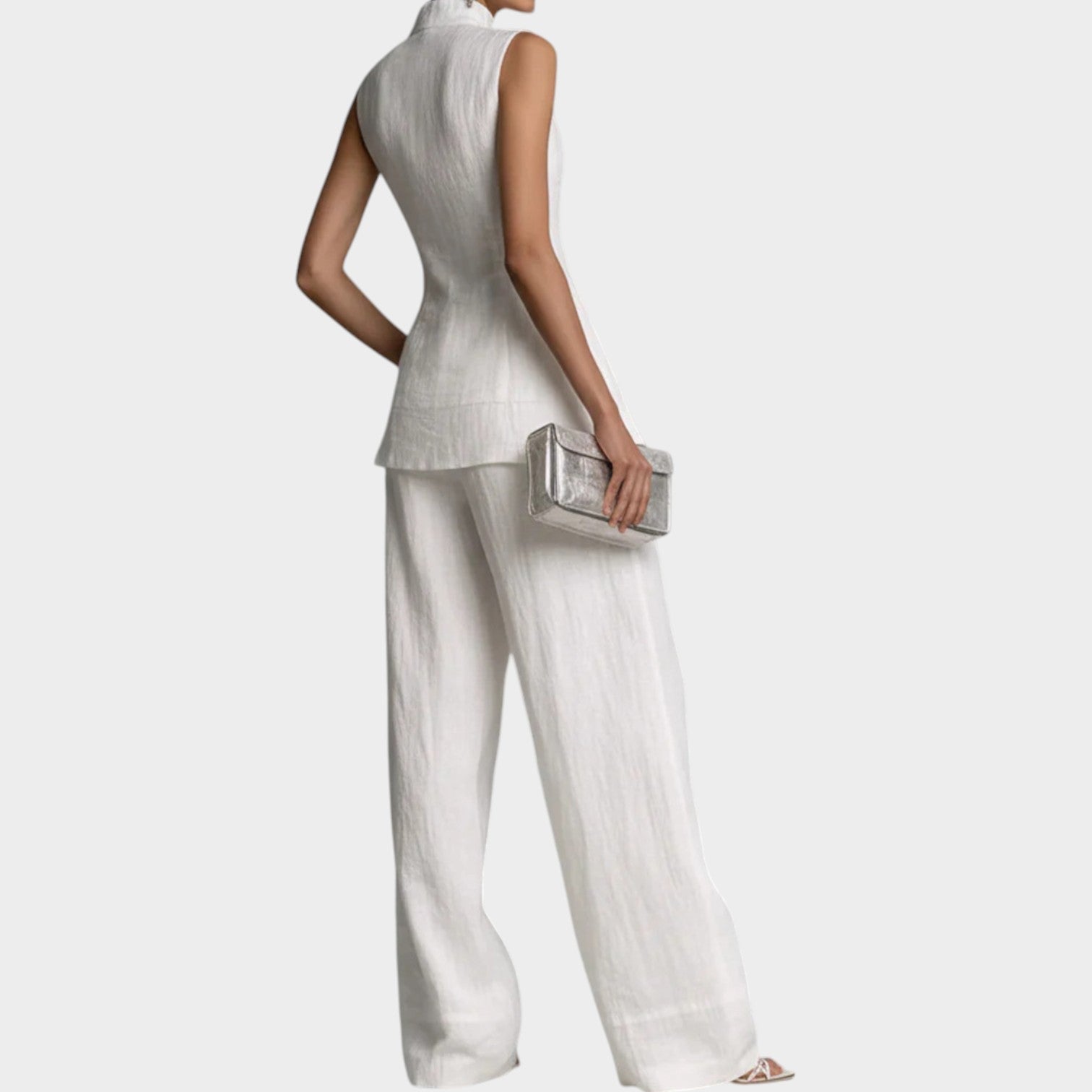 Sleeveless Tailored Wide-Leg Jumpsuit