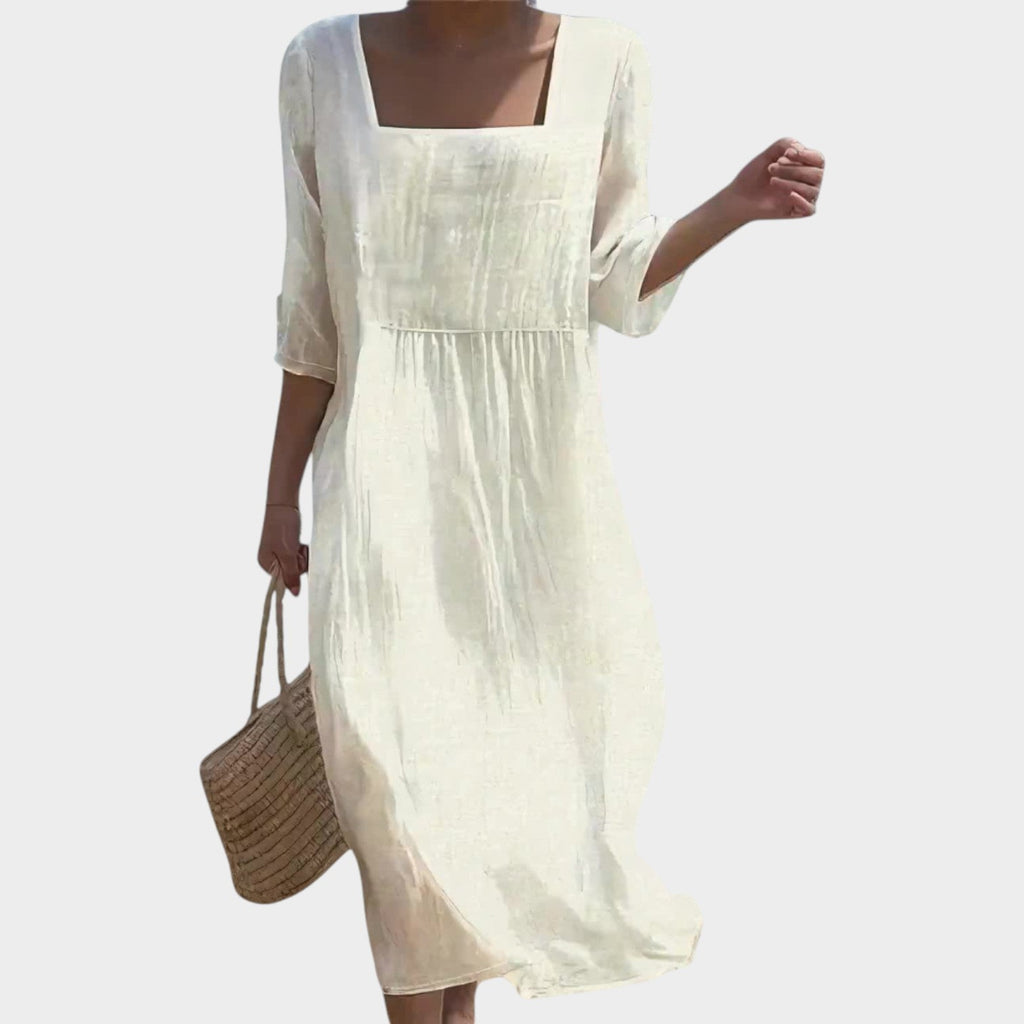 Minimal Square Neck Midi Dress