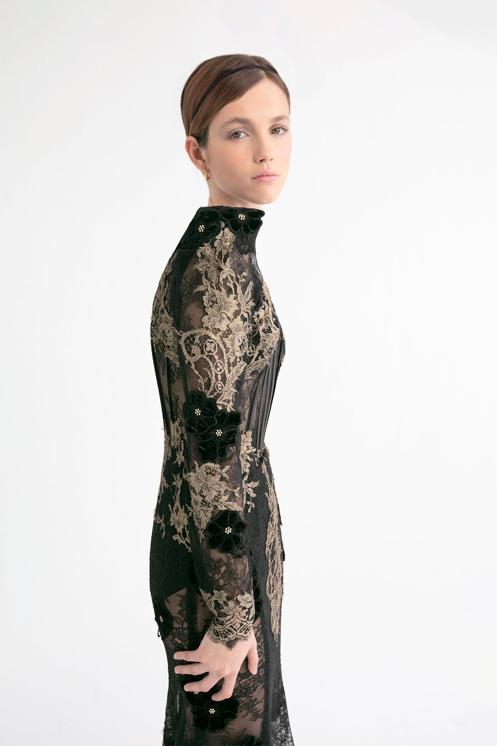 Long sleeves lace gown