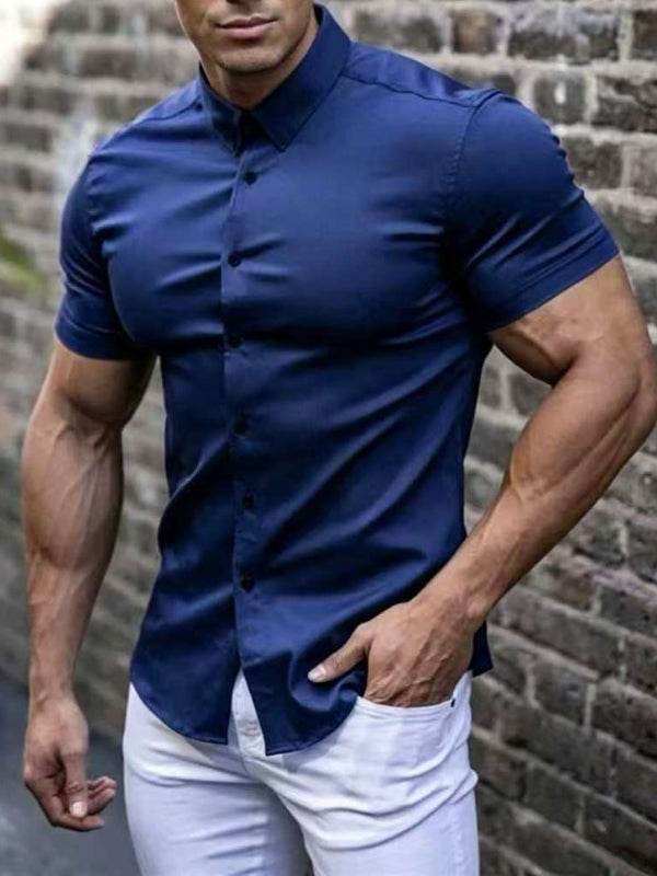 Men's  Slim-Fit Short-Sleeve Dress Shirt