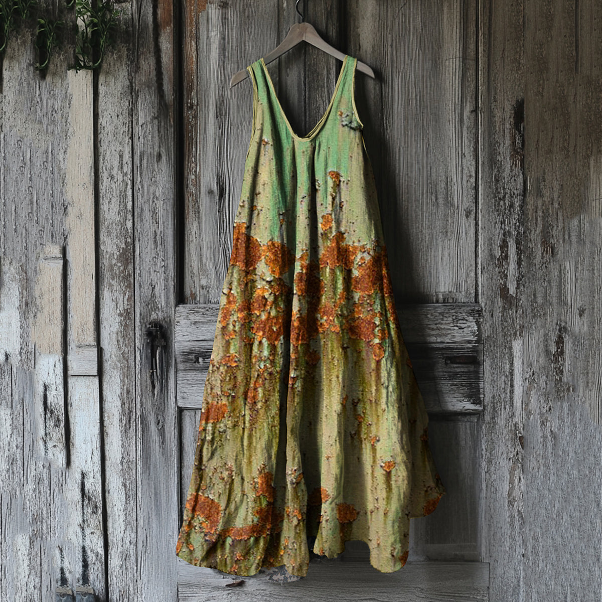 Vintage Rust Art Loose Tank Midi Dress 2e6e