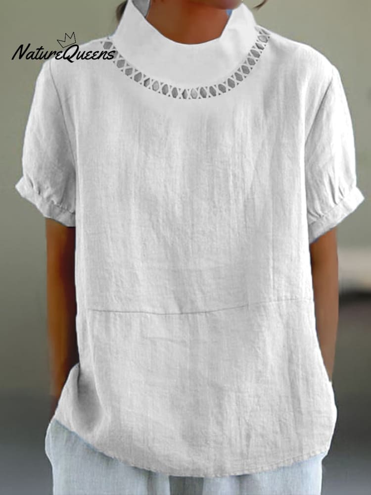 Solid Color Cotton And Linen Top
