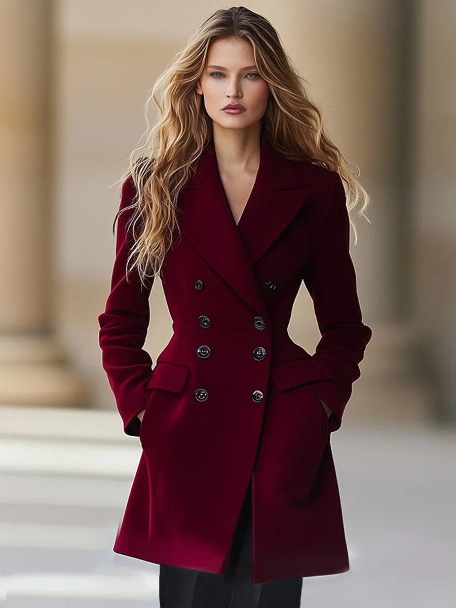 [24-hour shipping out]High-End Temperament Waist Lapel Coat