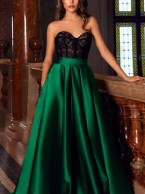 Strapless Split-Joint Off-The-Shoulder Maxi Dress