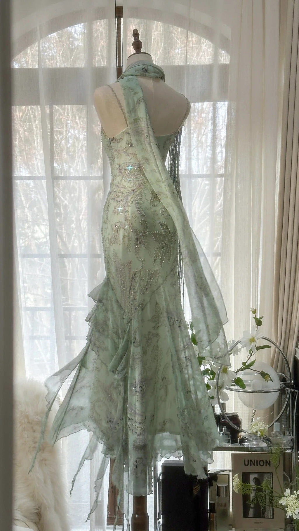 Vintage Evening Dresses, Sleeveless Green Party Gowns  25515