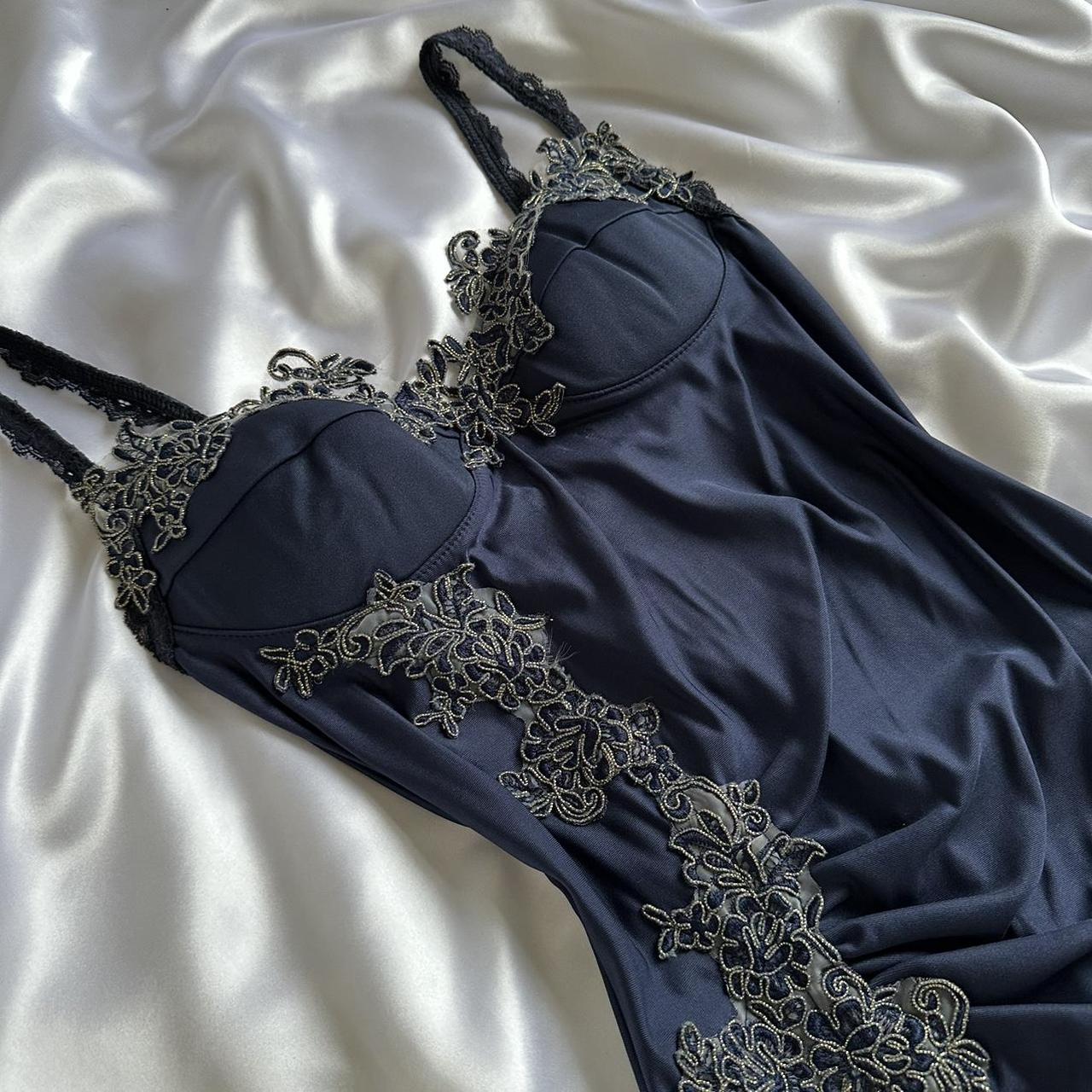 Blue gorgeous exquisite applique lace spaetti straps long satin prom dress evening dress party dress