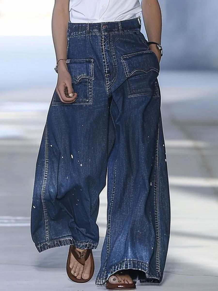 [24-hour shipping out]Casual Loose Graffiti Multi-Pocket Jeans