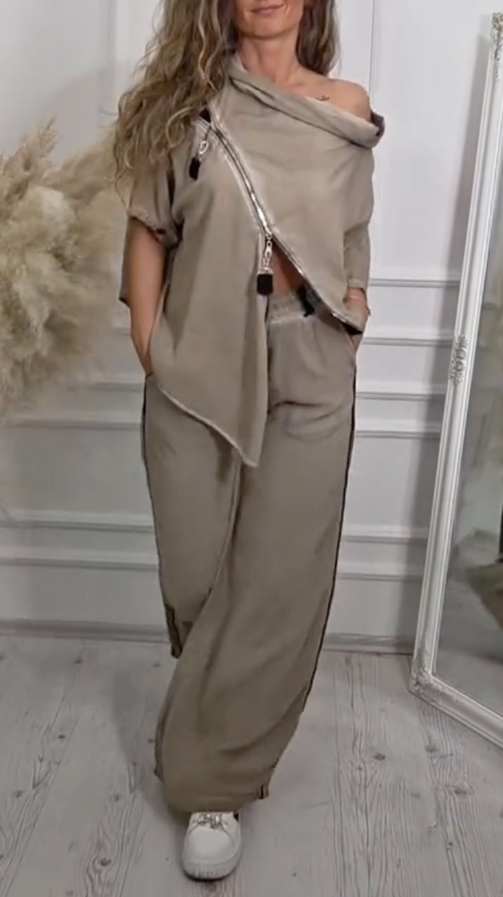 Zip Top & Loose Pants Co-Ord Set