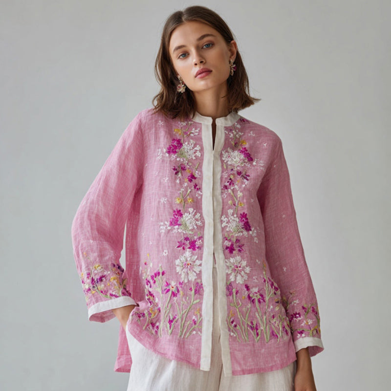 Women's Floral Pattern Casual Long-sleeved Shirt