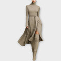 Elegant Turtleneck Wrap Maxi Dress