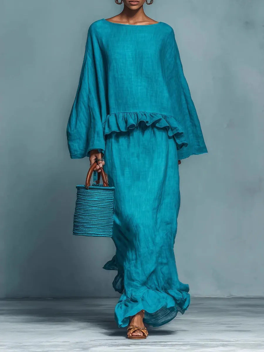 Shirt and skirt casual cotton and linen set