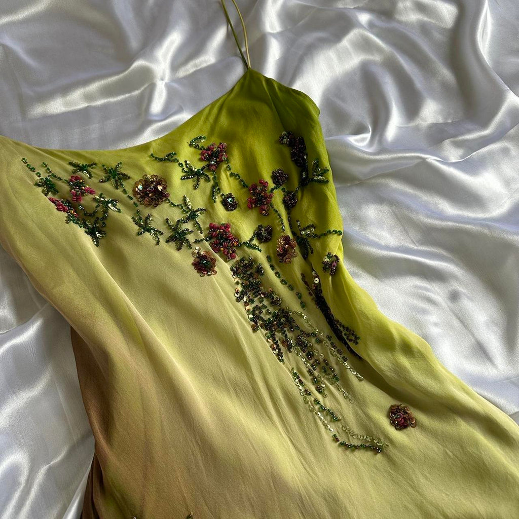 Women's Green and Brown Dress