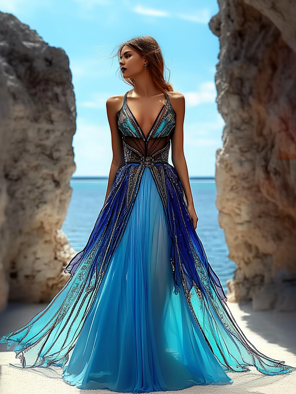 Summer vacation bohemian elegant dress  a2de