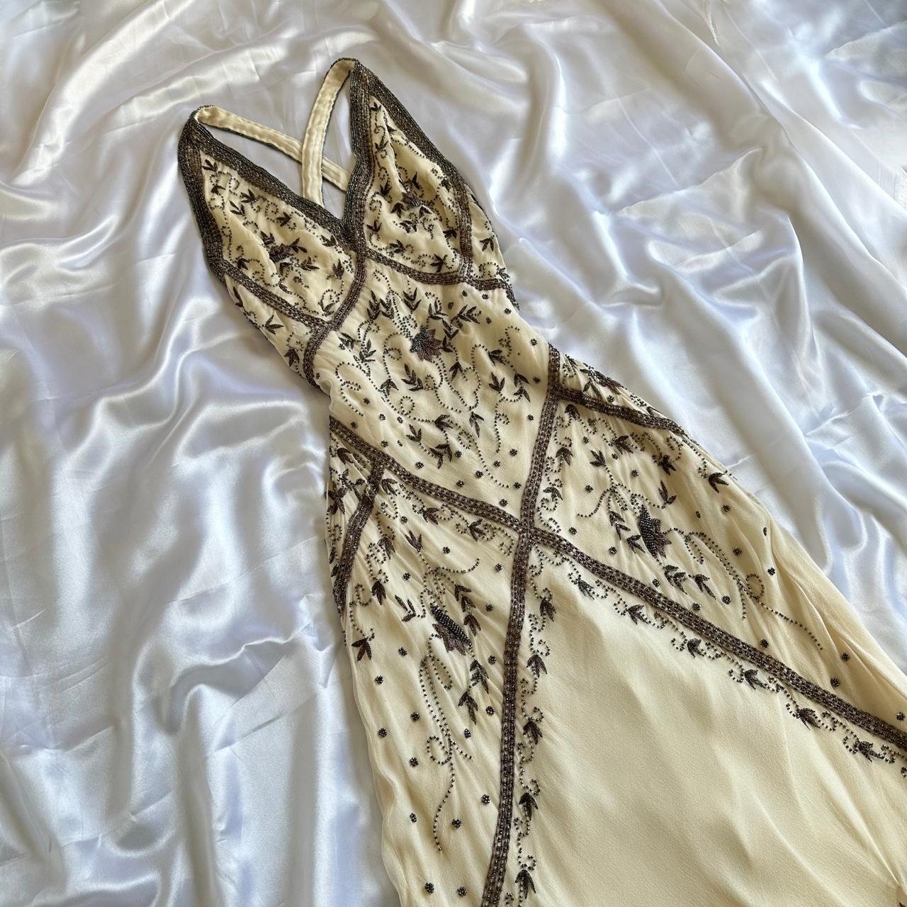 Women's Cream and Grey Dress