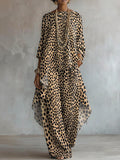 Elegant Artistic Leopard Print Two-piece Set