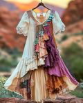 Summer Vintage Floral Lace Patchwork Dress 3493