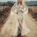 Women's Vintage Elegant Lace Gown Dress A Blend Of Boho And Western Style