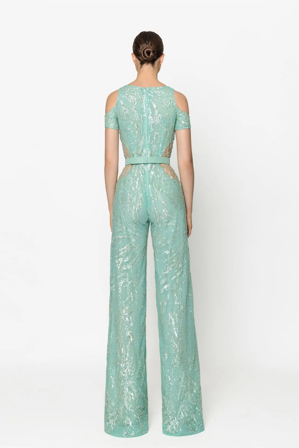 Fully embroided jumpsuit with jacket