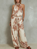 Lightweight Printed Wide-Leg Pant Suit