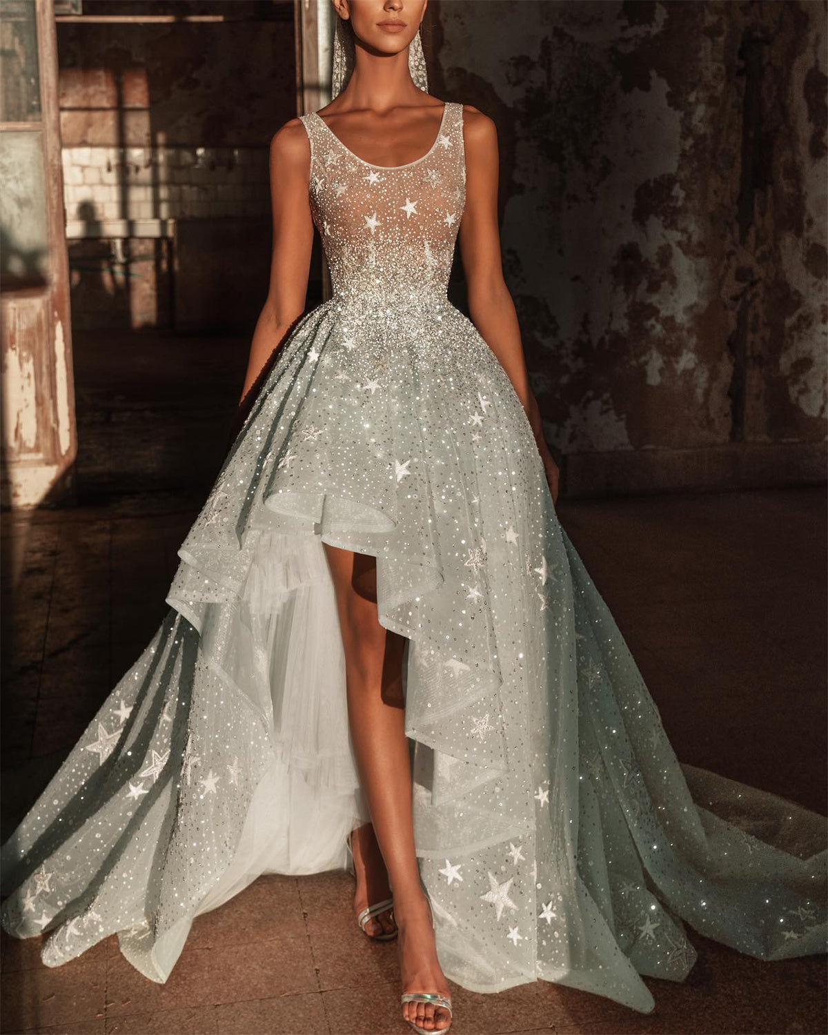 Women's Sleeveless Irregular Star Sequin Dress