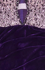 Strapless Crystal Maxi Velvet Dress Purple