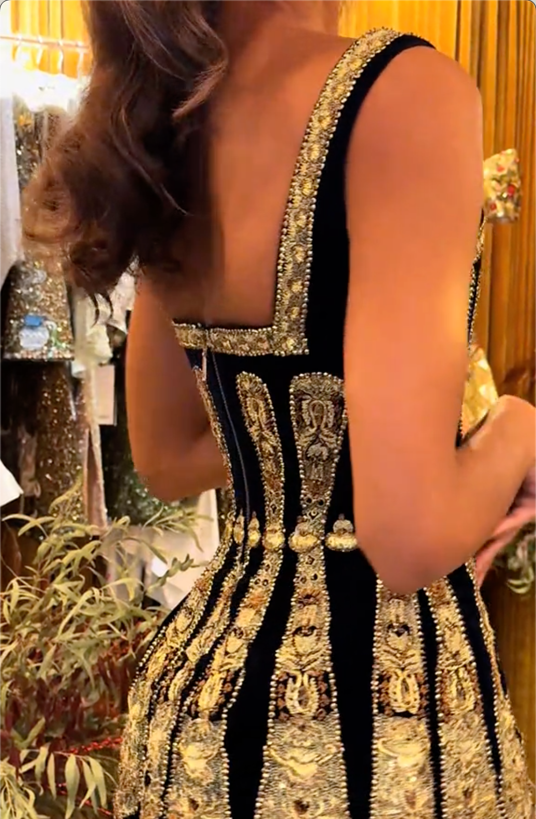 Black & Gold Baroque Embroidered Corset Mini Dress