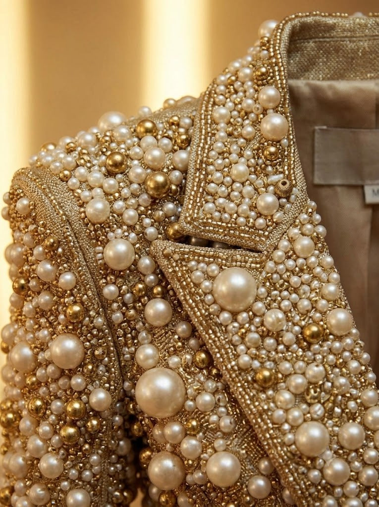 Luxury Heavy Pearl Beaded Blazer Jacket for Women | Glam Fashion