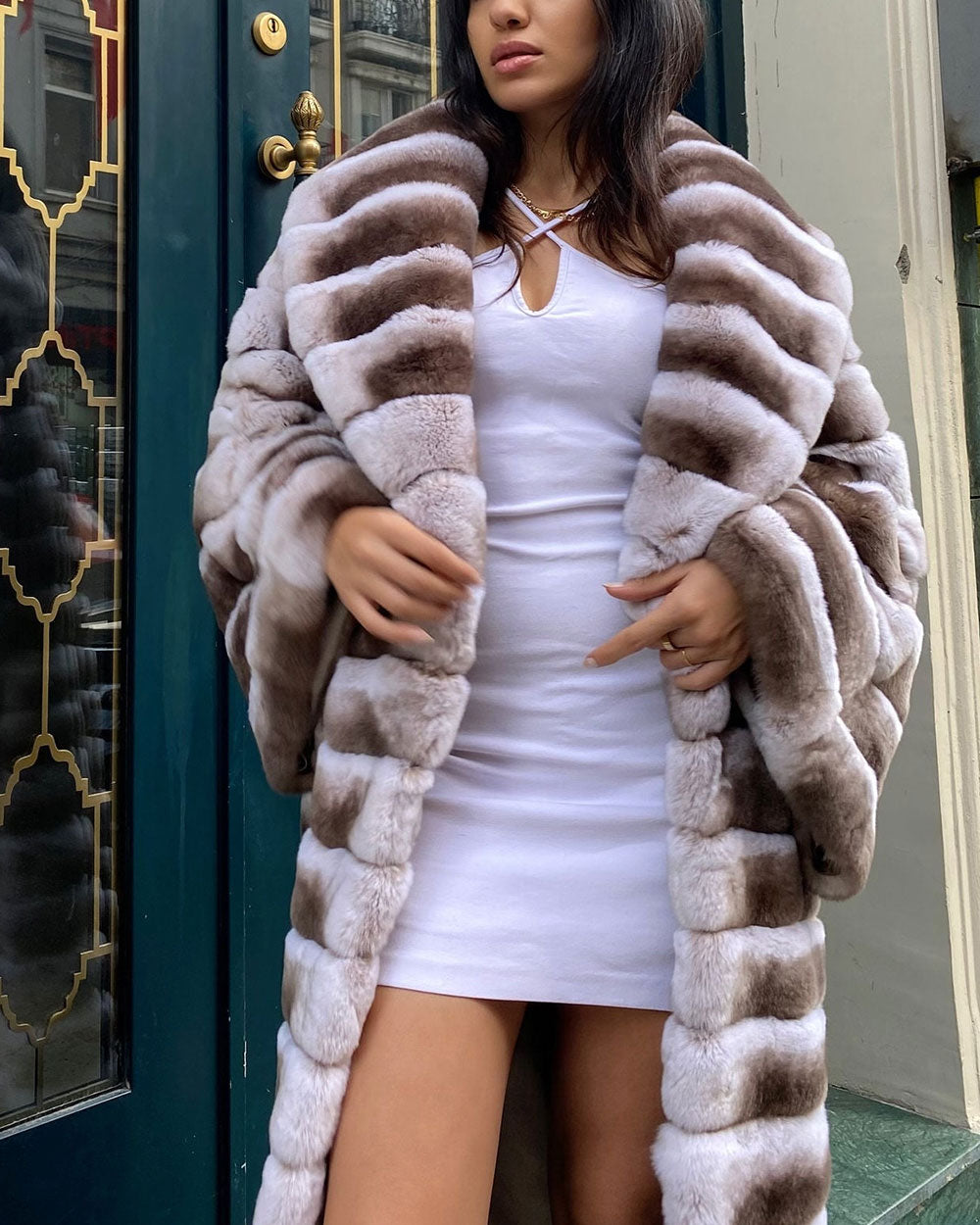 Top Quality Rex Rabbit Fur Long Big Collar Women's Premium