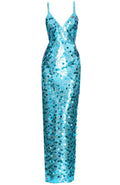 Big Sequins Maxi Dress Blue
