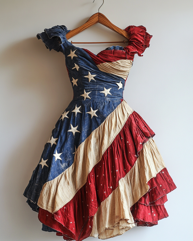 Summer fashion trend flag theme suspender dress 1f4f
