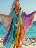 Summer vacation fashion elegant contrast color dress 3134