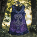 Boho Viking Tribal Celtic Knot Life Of Tree Patchwork Art Sleeveless Tank Top