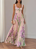 Suspender Print Maxi Dress